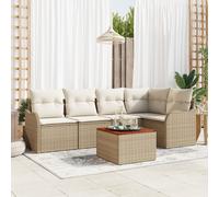 vidaXL Set Divano da Giardino 6 Pezzi con Cuscini Beige Polyrattan Acacia