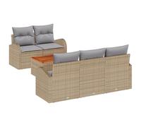 vidaXL Set Divano da Giardino 6 Pezzi con Cuscini Beige, Realizzato in Rattan Sintetico e Legno di Acacia. Perfetto per goderti L'Estate, Questo Set Ti Offre Una Seduta Comoda e Un Design stiloso. È