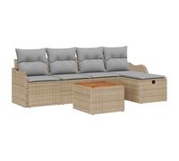 vidaXL Set Divano da Giardino 6 Pezzi con Cuscini Grigio Chiaro Beige Polyrattan Design Sezionale Mobili da Esterno Confortevoli Seduta Modulare Patio Lounge Resistente alle Intemperie