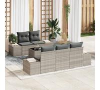 vidaXL Set Divano da Giardino 6 Pezzi con Cuscini Grigio Chiaro in Polyrattan