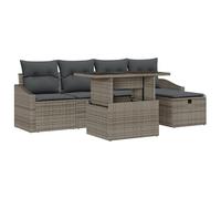 vidaXL Set Divano da Giardino 6 Pezzi con Cuscini Grigio in Rattan Policizzato