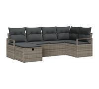 vidaXL Set Divano da Giardino 6 Pezzi con Cuscini in Grigio Polyrattan Modular per 5 Persone Resistente alle Intemperie Sezionale Scuro Perfetto per Mobili da Patio e Balcone Grande Contemporaneo