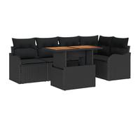 vidaXL Set di divani da Giardino modulare a 6 Pezzi con Cuscini Neri in polirattan. Mobili da Patio Resistenti alle intemperie, Perfetti per Un Lounge Estivo sulla terrazza.