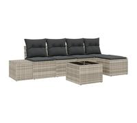 vidaXL Set divani da Giardino con Cuscini Grigio Polyrattan