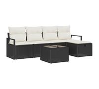 vidaXL Set Divano da Giardino 6 Pezzi con Cuscini Nero Polyrattan Arredamento da Esterno Resistente alle Intemperie e Confortevole con Piedi Regolabili Ottimo per Patios Balconi Sezionale Lounge da P