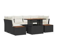 vidaXL Set Divano da Giardino 6 Pezzi con Cuscini Rattan Polyrattan Nero, Divano da Giardino 2 Posti Ripostiglio e Cuscini Rattan Polyrattan Nero