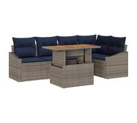 vidaXL Set divano da giardino 6 pezzi grigio poli rattan, giardino e terrazza, divano modulare, resistente alle intemperie, set UV-Proof, relax chic
