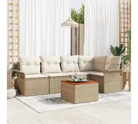vidaXL Set Divano da Giardino 6 pz 5-Numero di posti Beige e Crema