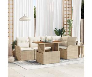 vidaXL Set Divano da Giardino 6 pz 5-Numero di posti Beige e Crema