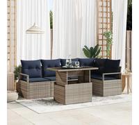 vidaXL Set Divano da Giardino 6 pz 5-Numero di posti Grigio e Blu Navy