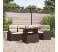 vidaXL Set Divano da Giardino 6 pz 5-Numero di posti Marrone