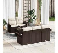 vidaXL Set Divano da Giardino 6 pz 5-Numero di posti Marrone e Crema