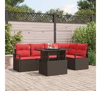vidaXL Set Divano da Giardino 6 pz 5-Numero di posti Marrone e Rosso