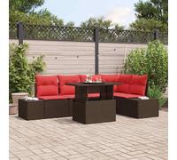 vidaXL Set Divano da Giardino 6 pz 5-Numero di posti Marrone e Rosso