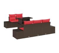 vidaXL Set Divano da Giardino 6 pz 5-Numero di posti Marrone e Rosso | Facile da sistemare i posti a sedere, Tessuto che resiste all'aperto, Comodo per 6 persone
