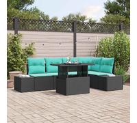vidaXL Set Divano da Giardino 6 pz 5-Numero di posti Nero e Blu