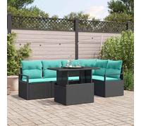vidaXL Set Divano da Giardino 6 pz 5-Numero di posti Nero e Blu
