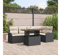 vidaXL Set Divano da Giardino 6 pz 5-Numero di posti Nero e Crema