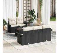 vidaXL Set Divano da Giardino 6 pz 5-Numero di posti Nero e Crema