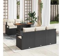 vidaXL Set Divano da Giardino 6 pz 5-Numero di posti Nero e crema