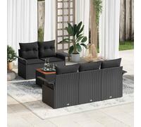 vidaXL Set Divano da Giardino 6 pz 5-Numero di posti Nero polyrattan