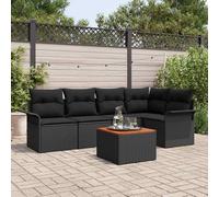 vidaXL Set Divano da Giardino 6 pz 5-Numero di posti Nero polyrattan
