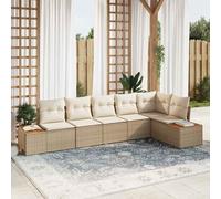 vidaXL Set Divano da Giardino 6 pz 6-Numero di posti Beige e Crema