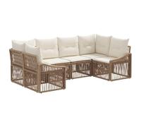 vidaXL Set Divano da Giardino 6 pz 6-Numero di posti Beige polyrattan