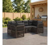 vidaXL Set Divano da Giardino 6 pz 6-Numero di posti Grigio polyrattan