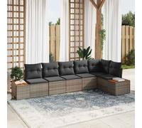 vidaXL Set Divano da Giardino 6 pz 6-Numero di posti Grigio Polyrattan