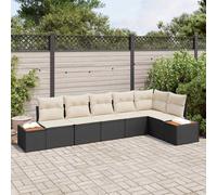 vidaXL Set Divano da Giardino 6 pz 6-Numero di posti Nero e Crema