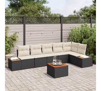 vidaXL Set Divano da Giardino 6 pz 6-Numero di posti Nero e Crema