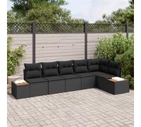 vidaXL Set Divano da Giardino 6 pz 6-Numero di posti Nero Polyrattan