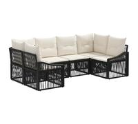 vidaXL Set Divano da Giardino 6 pz 6-Numero di posti Nero polyrattan