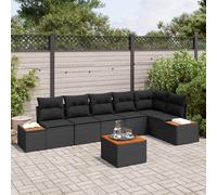 vidaXL Set Divano da Giardino 6 pz 6-Numero di posti Nero Polyrattan