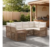 vidaXL Set Divano da Giardino 6 pz 6 posto Beige e Bianco Crema