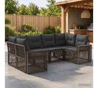 vidaXL Set Divano da Giardino 6 pz 6 posto Grigio e Grigio Scuro