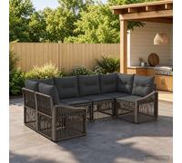 vidaXL Set Divano da Giardino 6 pz 6 posto Grigio polyrattan