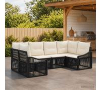 vidaXL Set Divano da Giardino 6 pz 6 posto Nero polyrattan