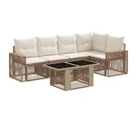 vidaXL Set Divano da Giardino 6 pz Beige e Bianco Crema polyrattan