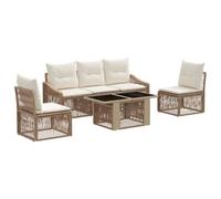 vidaXL Set Divano da Giardino 6 pz Beige e Bianco Crema polyrattan