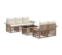 vidaXL Set Divano da Giardino 6 pz Beige e Bianco Crema polyrattan