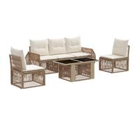 vidaXL Set Divano da Giardino 6 pz Beige e Bianco Crema polyrattan