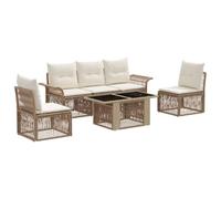vidaXL Set Divano da Giardino 6 pz Beige e Bianco Crema polyrattan