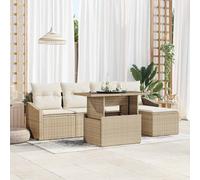 vidaXL Set Divano da Giardino 6 pz Beige e Crema polyrattan