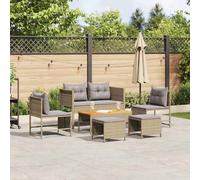 vidaXL Set divano da giardino 6 pezzi Polyrattan Beige e Grigio chiaro – Tessuto standard