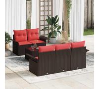 vidaXL Set Divano da Giardino 6 pz Beige e Rosso polyrattan