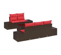 vidaXL Set Divano da Giardino 6 pz Beige e Rosso polyrattan | Puoi cambiare facilmente il layout per adattarlo al tuo spazio, Ottimo per l'uso all'aperto