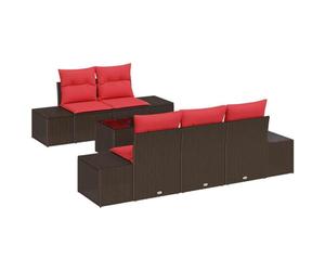 vidaXL Set Divano da Giardino 6 pz Beige e Rosso polyrattan | Puoi cambiare facilmente il layout per adattarlo al tuo spazio, Ottimo per l'uso all'aperto