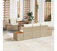 vidaXL Set Divano da Giardino 6 pz Beige Poly Rattan